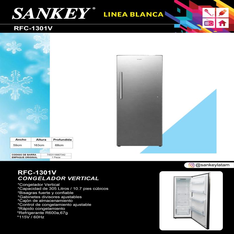 Sankey CONGELADOR VERTICAL DE 10.7 P³ RFC1301